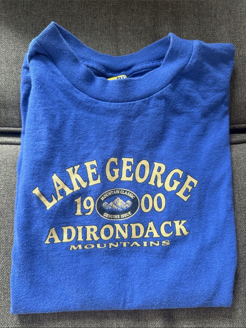 Vintage Blue Lake George Adirondacks T Shirt Kids XL Women’s Small/Medium